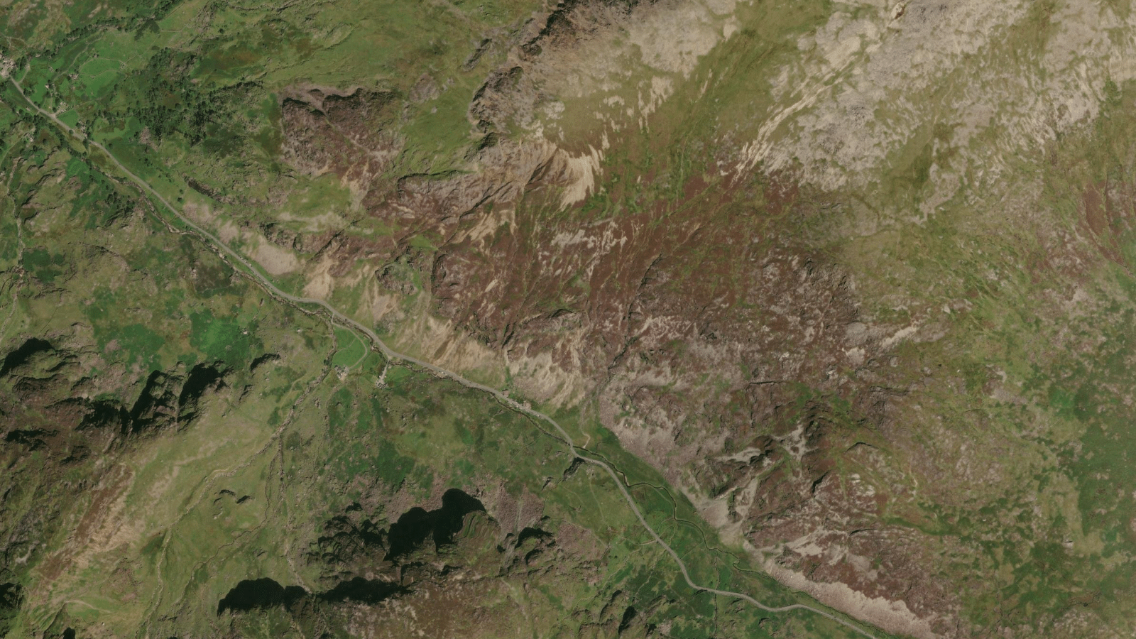 Satellite view of Llanberis Pass, Eryri